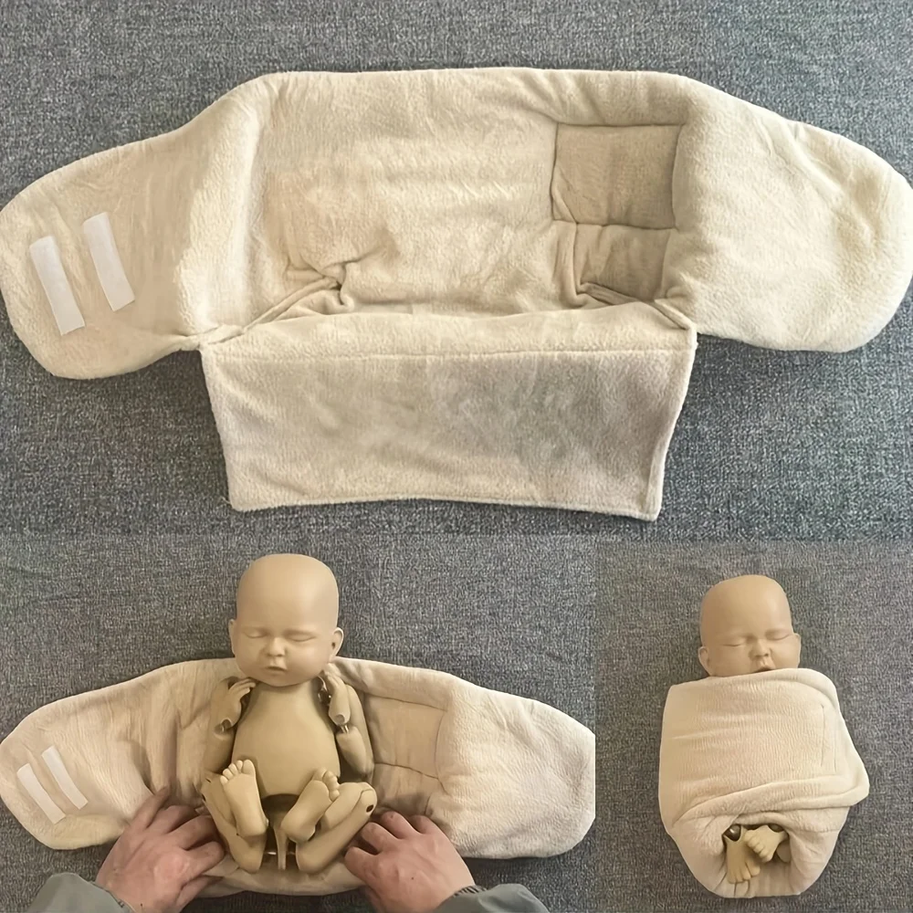 1pc Soft Beige Youngsters Photography Posing Bean Bag Snug Cozy Youngsters Swaddling Wrap for Photo Shoots Light Brown Spandex
