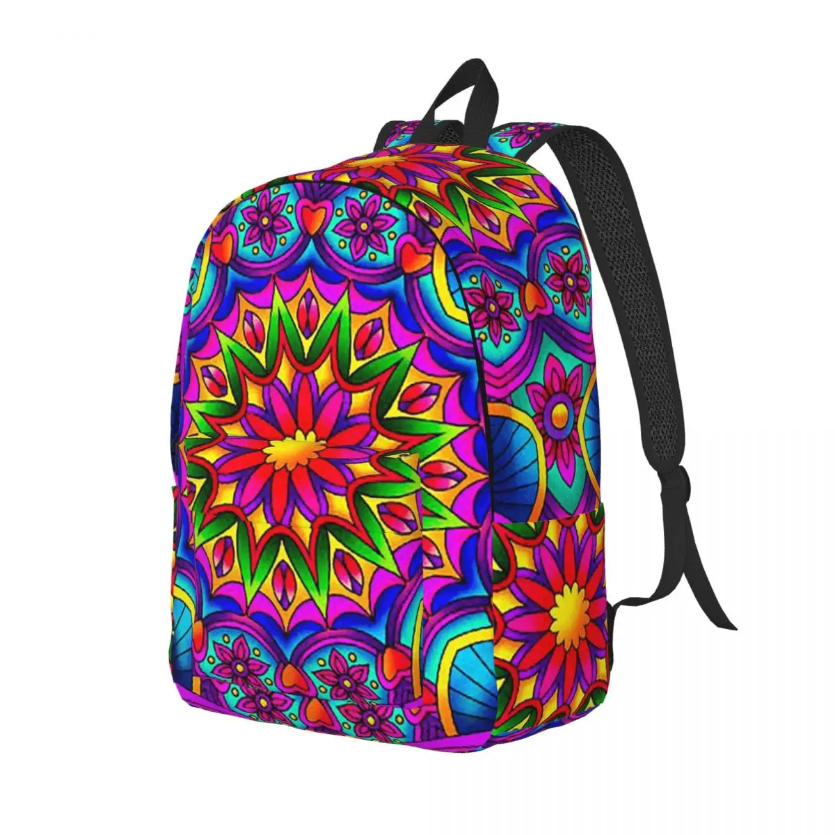 Psychedelic Summer Color Mandala Print Student Backpack School Bag Hiking Travel Daypack Fashion Bookbag Shoulder Bags