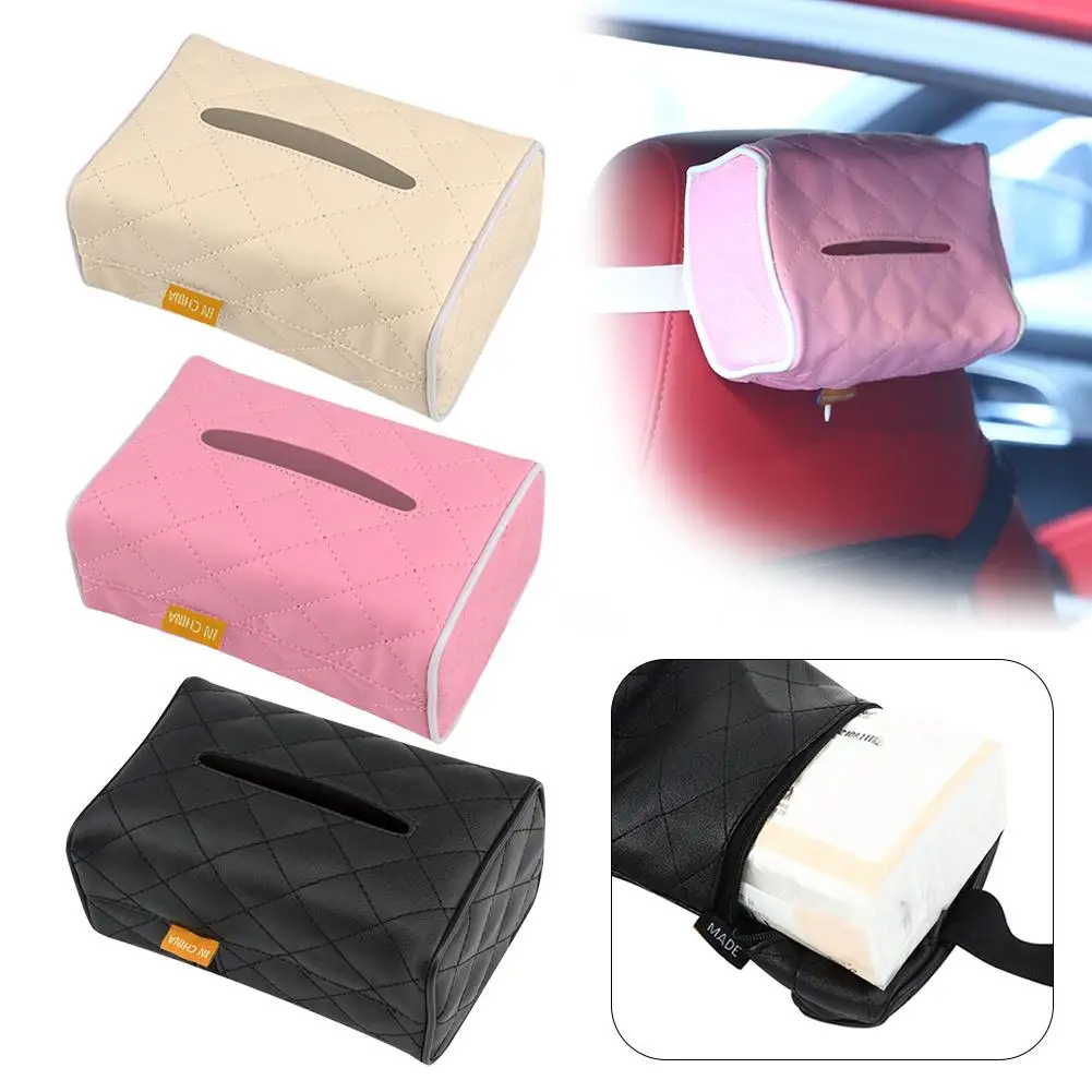 Car tissue box Sunshade seat back hanging car tissue box Car tissue sleeve Paper box tissue box wrapped in the car for stor F3Q0