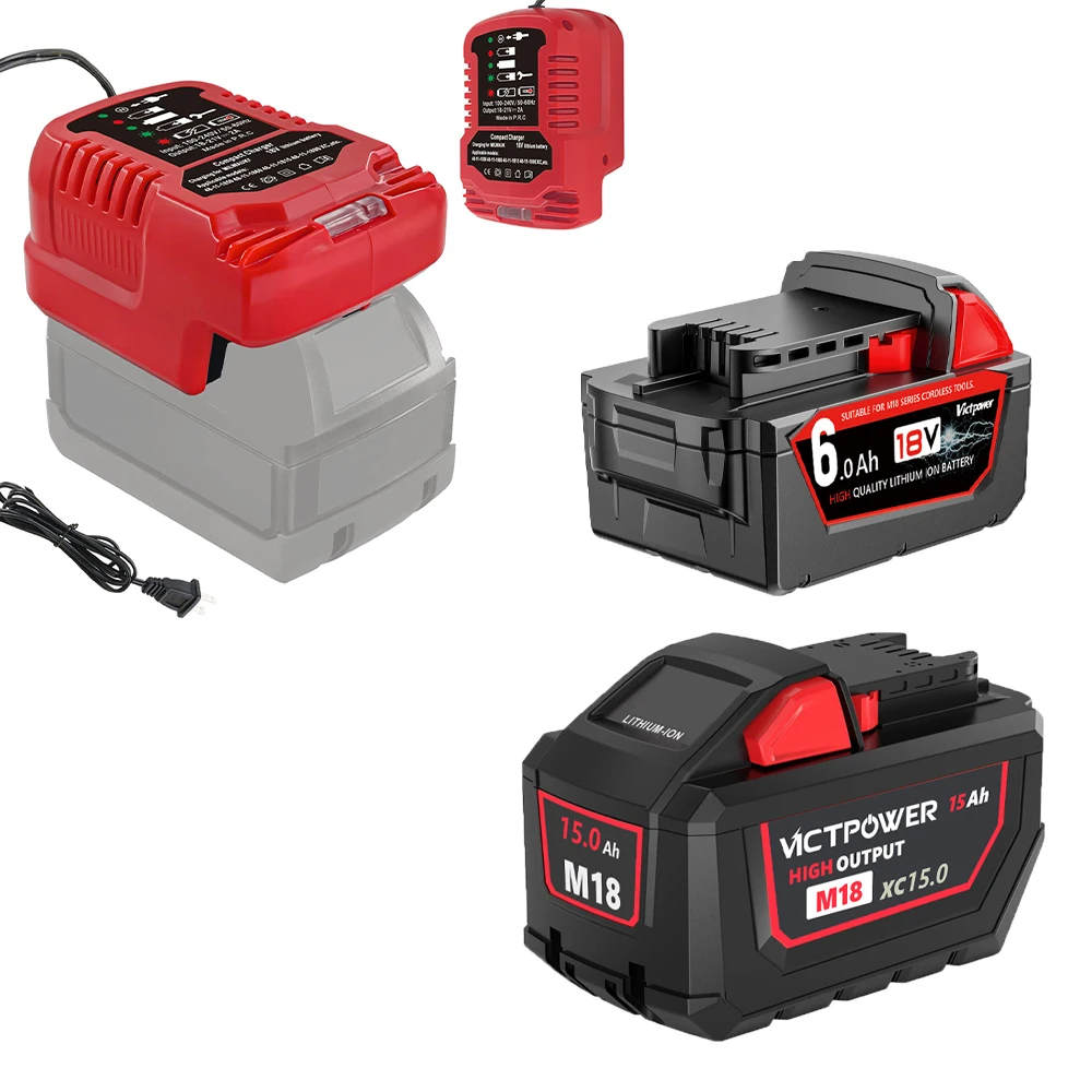 2A Fast Charger for Milwaukee M18 18V Lithium Battery, Mini Compact Battery Charger Replacement for 48-11-1850 1860 1815 1890 XC