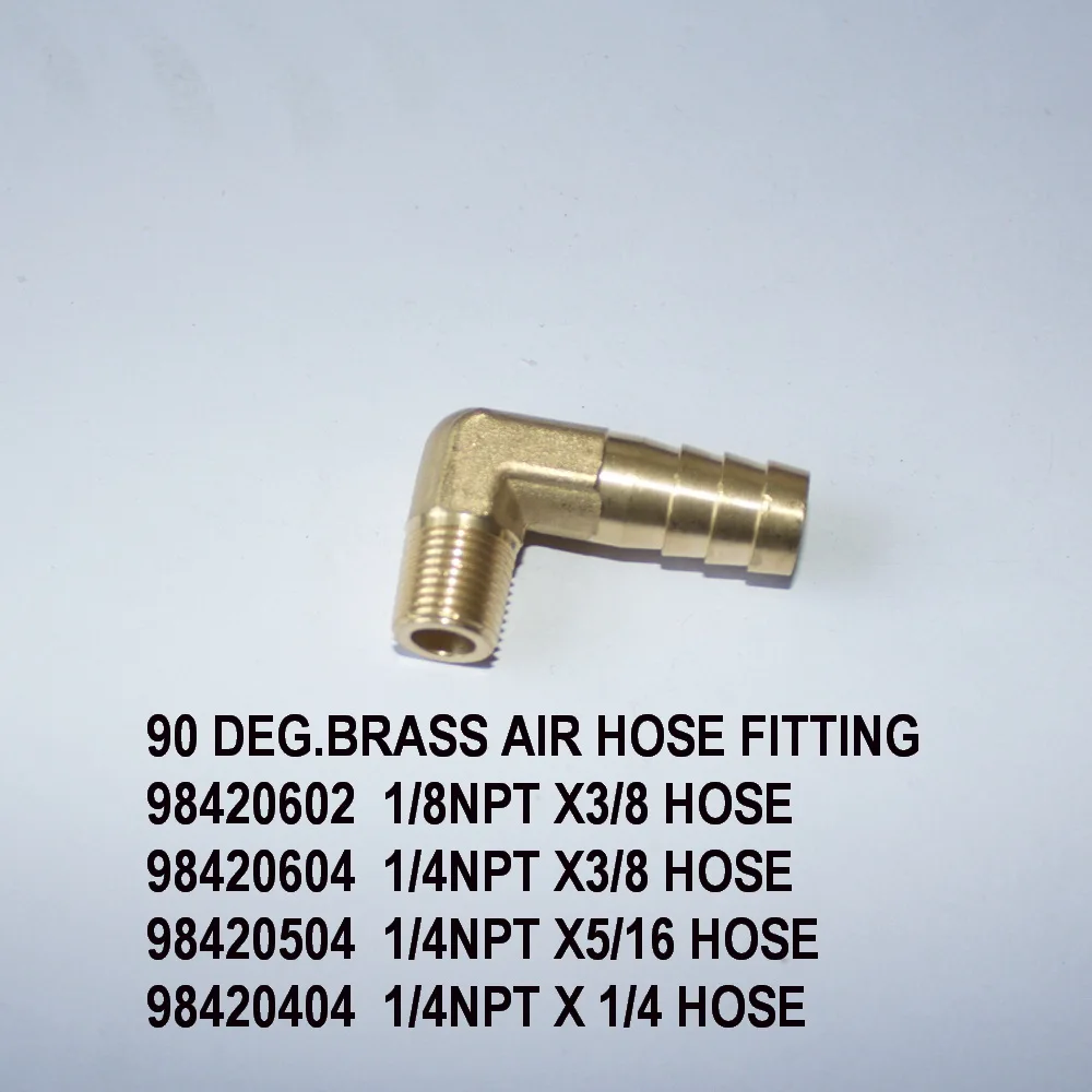 

Brass 1/4NPT 1/8NPT Thread X 3/8 5/16 Hose Barb 90 Degree Elbow Air Hose Fitting