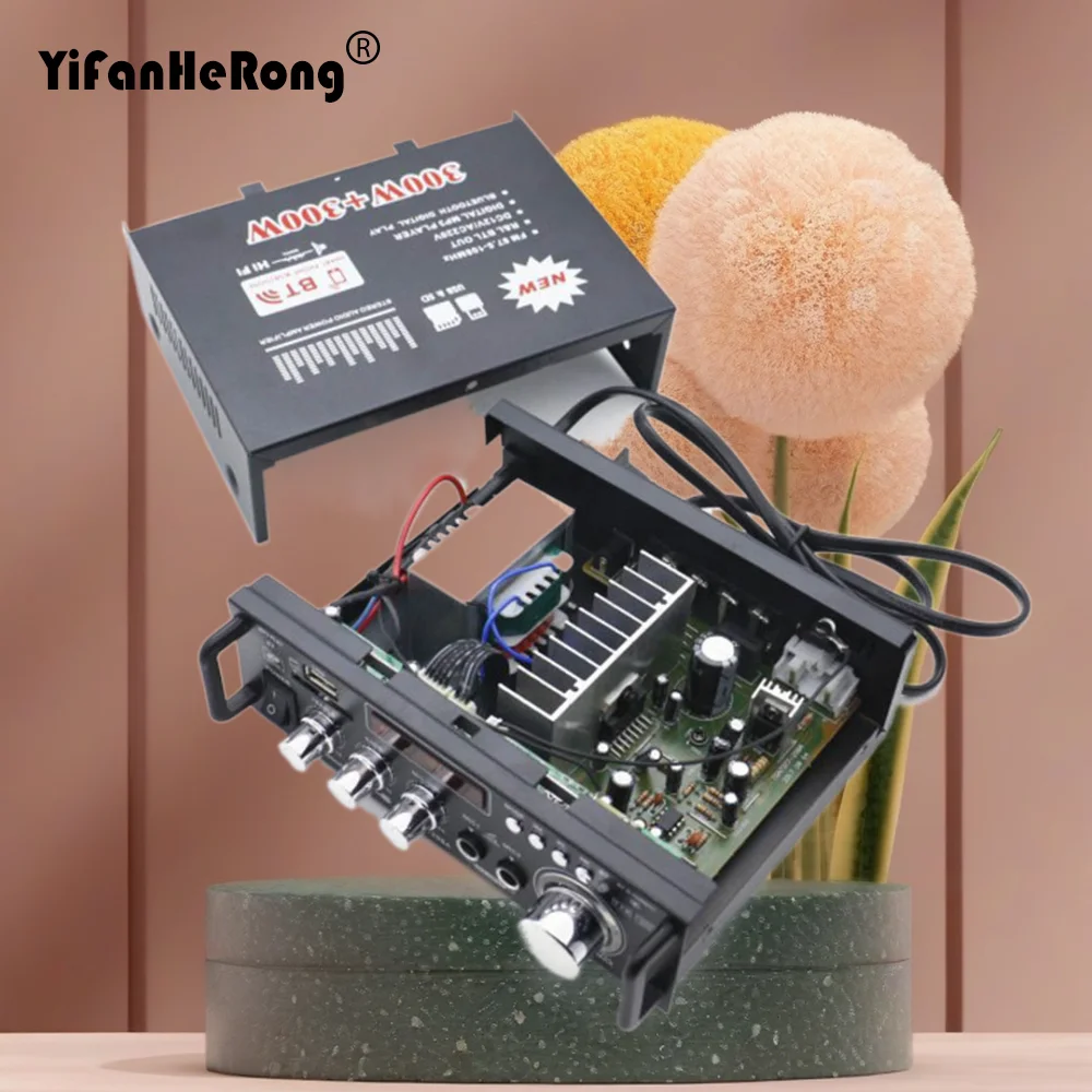 

600 Вт усилитель мощности 220 В 2-канальный ЖК-дисплей HIFI аудио стерео усилитель мощности BT 5,0 FM-радио с дистанционным управлением вилка европейского/американского стандарта