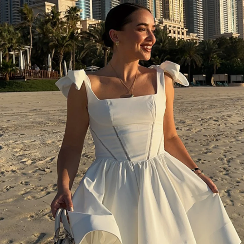 

Chic Puffy Pure Desire Sexy Flower Bud Dress Women's New 2025 Summer Style Slimming Short Dress Waist-Cinching Elegant Gown