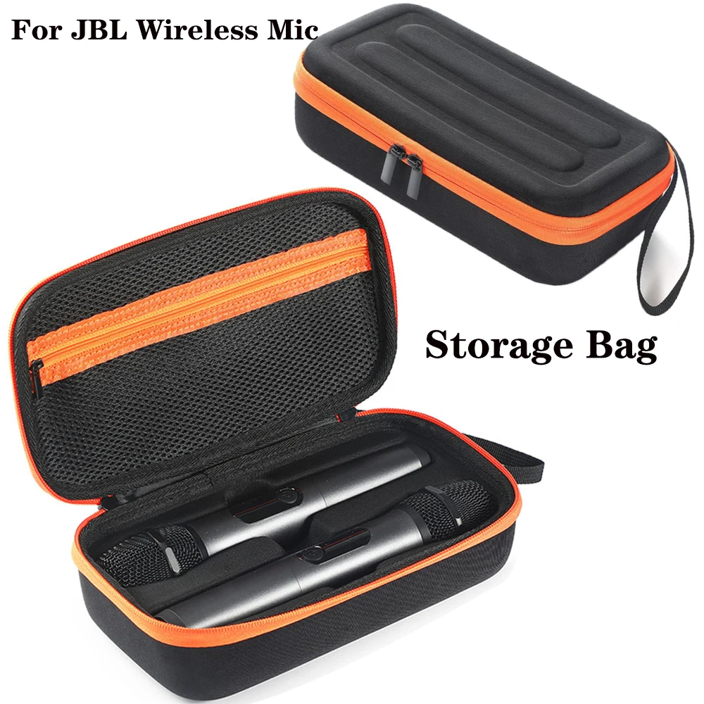 Wireless Microphone Storage Case for JBL Wireless Two Microphone System Universal Handheld Dual Mic Travel Bag EVA Organizer Box