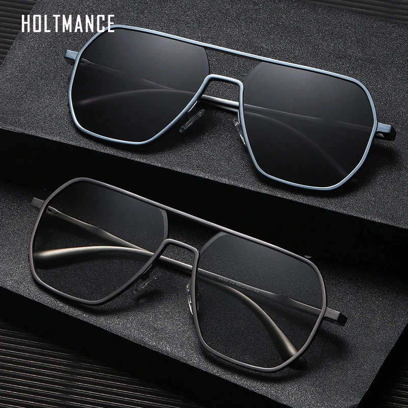 New Creative Aluminum Magnesium Day Night Color Changing Mirror for Men Male Square Two-Tone Temples Polarized Sunglasses UV400