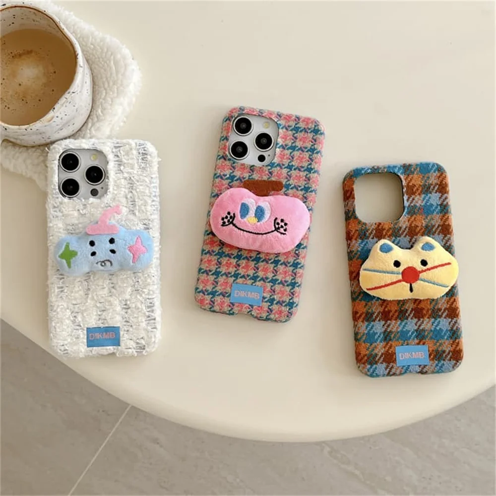 Fashion Cartoons Dopamine 3D cat plush Phone Case for iPhone 18 Pro 17 16 15 16 17 Pro 18 Pro Max Cute Cases Protective Cover