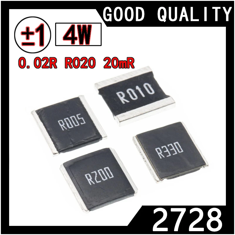 2PCS SMD 2728 Chip Resistor 1% High Precision Chip 4W Fixed Resistance 0.02R R020 20mR 0.02ohm 0.02Ω