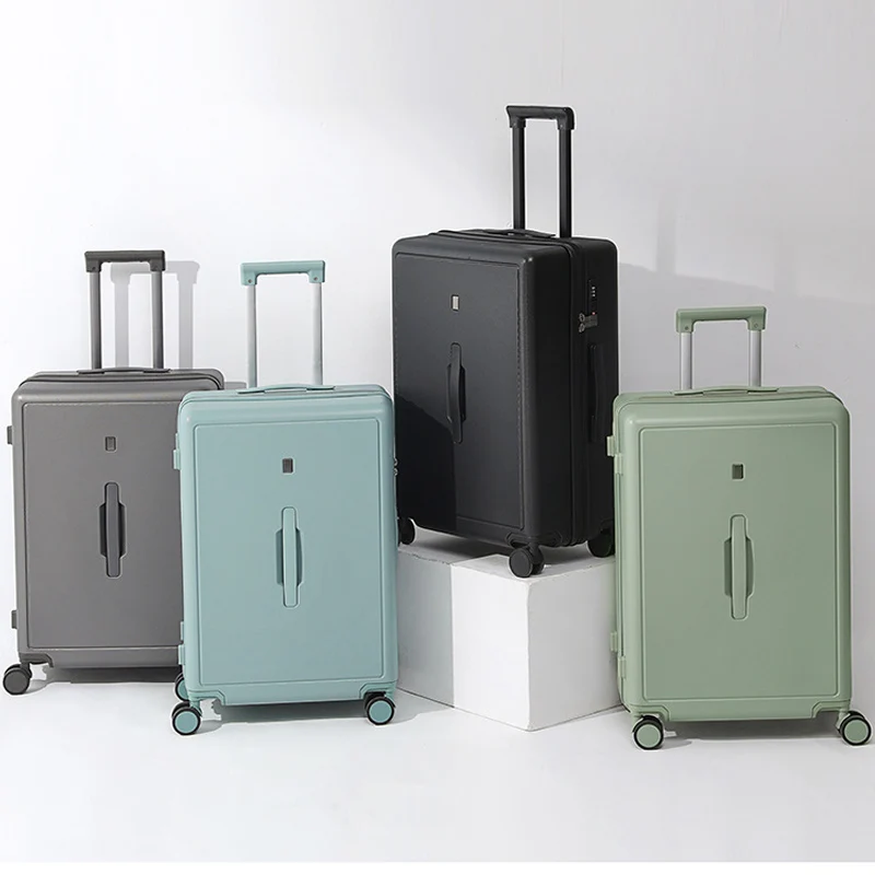 

20/24/26/28 Inch Luggage PC Material Suitcase with Double Steel Bearings Cup Holder R20 Rounded Corner Design for Business Trip