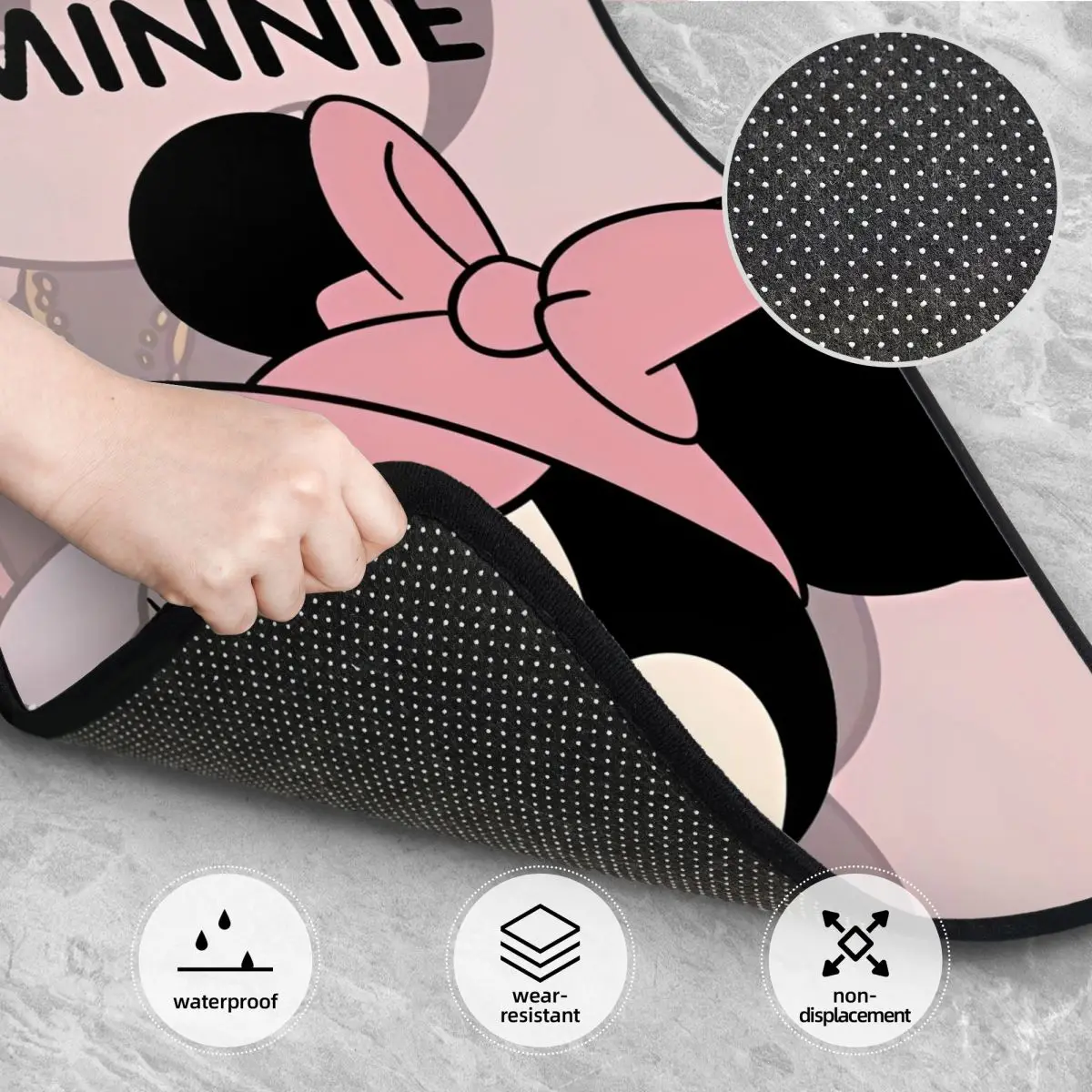 سجادات أرضية ميني ماوس الوردية للسيارات في جميع الأحوال الجوية ومضادة للانزلاق، مجموعة كاملة من ملحقات السيارة