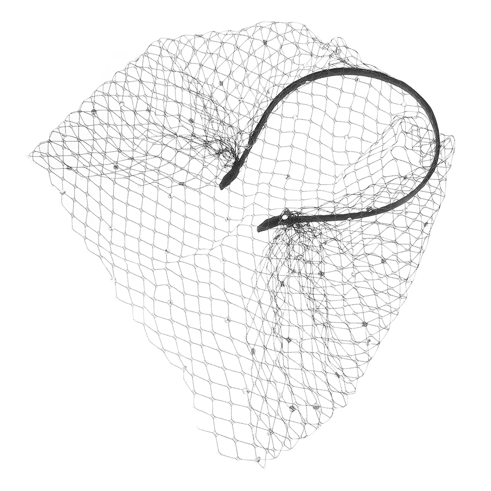 

Net Mesh Veil Headband Bridal Fascinator With Rhinestones Wedding Tea Party Hair Accessory Banquet Headdress