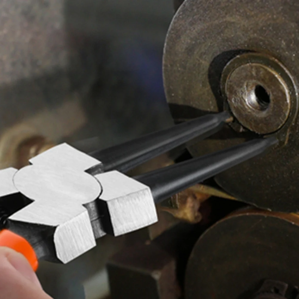 ABJY-4ピース 180MM スナップリングプライヤーセット サーキュラープライヤーキット 内側外側兼用 曲線プライヤー レッド