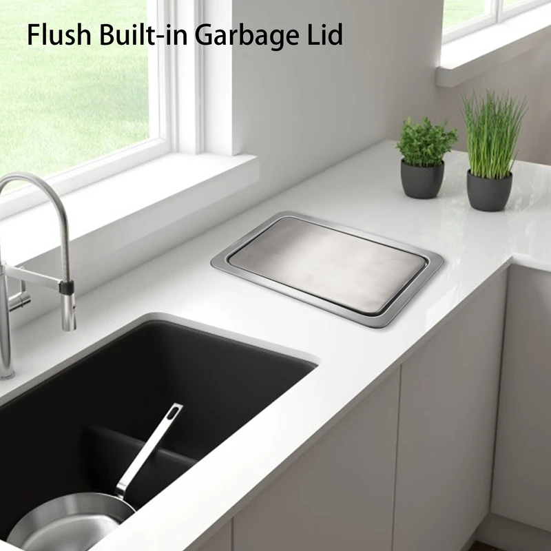 Garbage Flap Trash Bin Cover Flush Built-In For Kitchen Counter Top