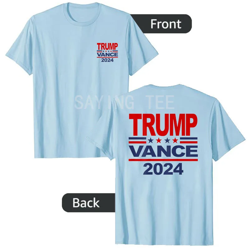 Donald Trump J.D. Vance 2024 t-shirt Trump Vance elezioni presidenziali davanti e dietro dicendo Tee lettere stampate Graphic Outfit