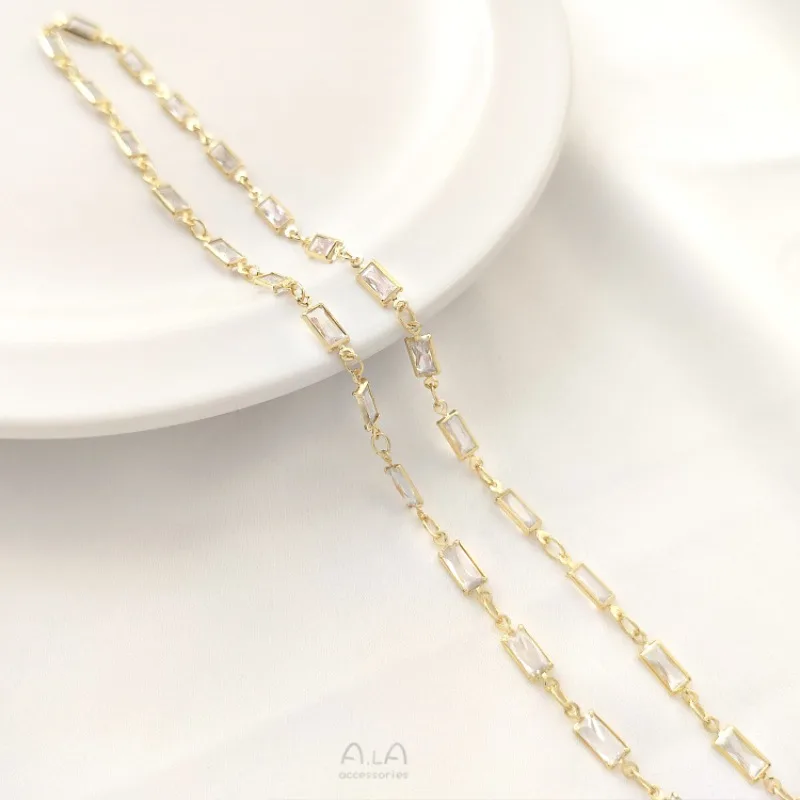 

Цепочка из циркония 14K золотого цвета с геометрическими элементами: круглые, овальные, в форме сердца, пентаграммы. Цепочка для самостоятельного изготовления украшений, ручная работа.