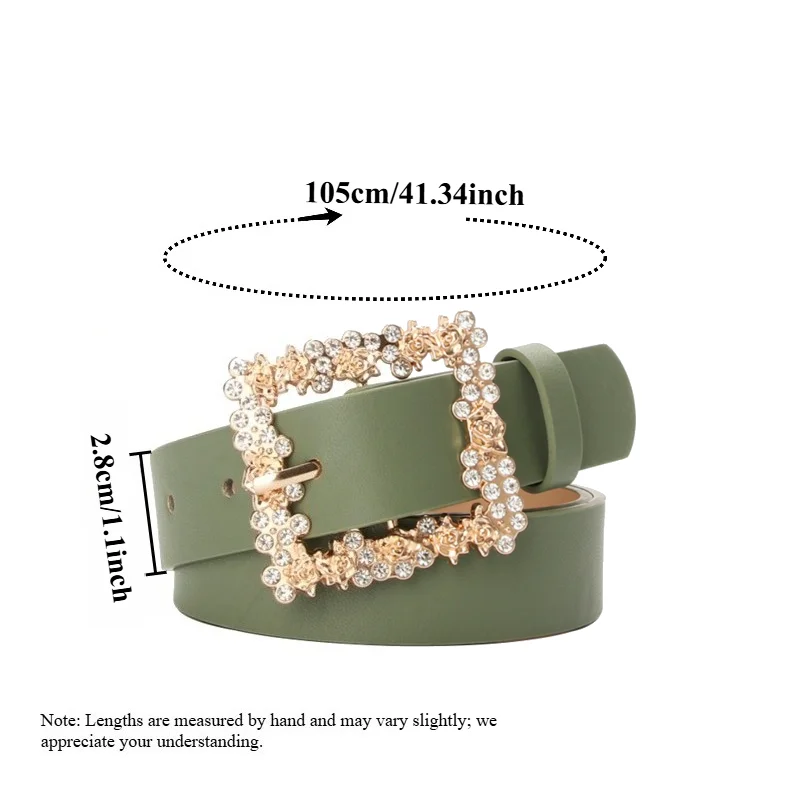 IF IFOND Fashionable Alloy Belt with Rhinestone-Inlaid Pin Buckle Perfect for Dresses Niche  Elegant  and Versatile Leather Belt