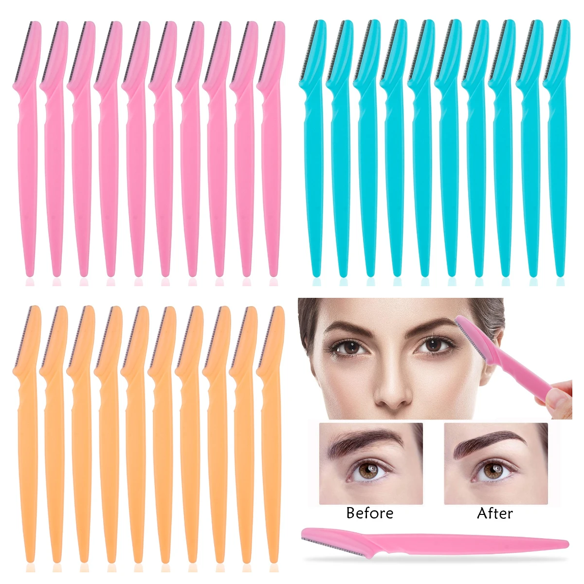 Tondeuses professionnelles pour les yeux, rasoir à lame, outil d'épilation des sourcils, dermaplaning, maquillage des femmes, 10 pièces