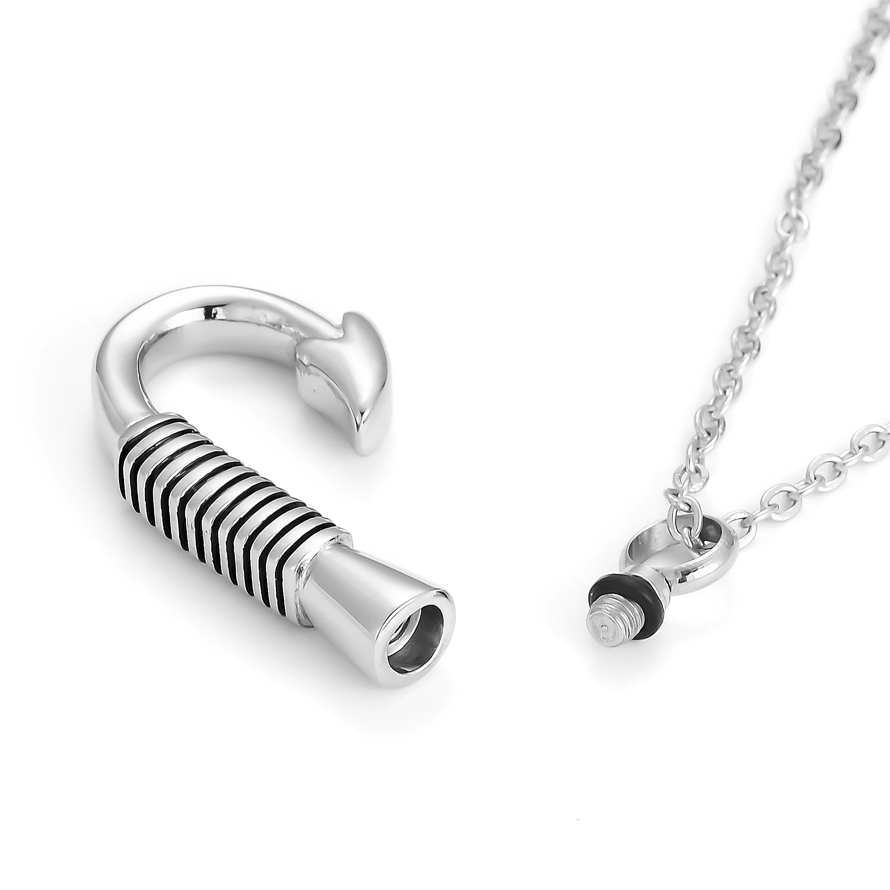 Edelstahl-Angelhaken-Urnenkette für Asche, Angelhaken-Urnen-Schmuck, Gedenk-Anhänger, Andenken für Männer – Detail 4