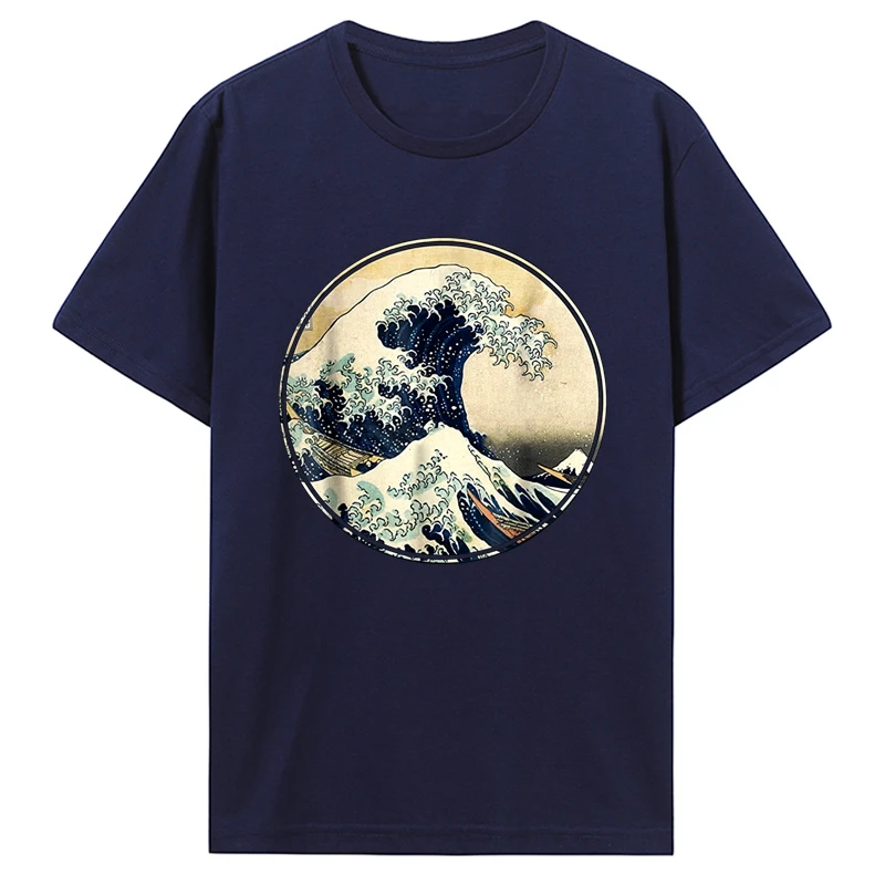 Japanese Kanagawa Great Wave T-shirt Men Women Tees Men Cottno Streetwear heavyweight fashion Round manga vintage anime clothes