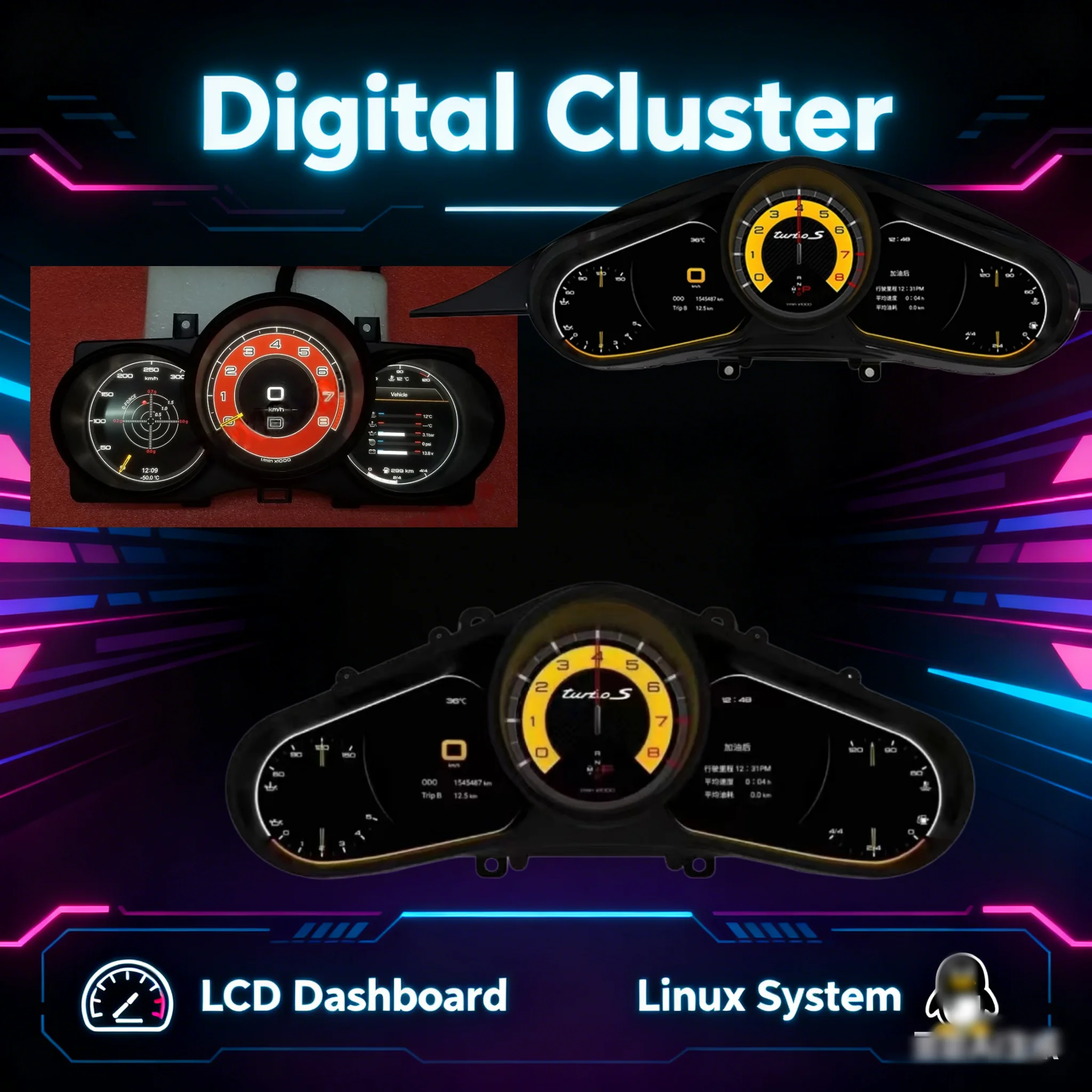Latest Original Car Digital Cluster Instrument For Porsche Cayenne Panamera Macan 718 2010-2017 LCD Speed Meter Dashboard Linux