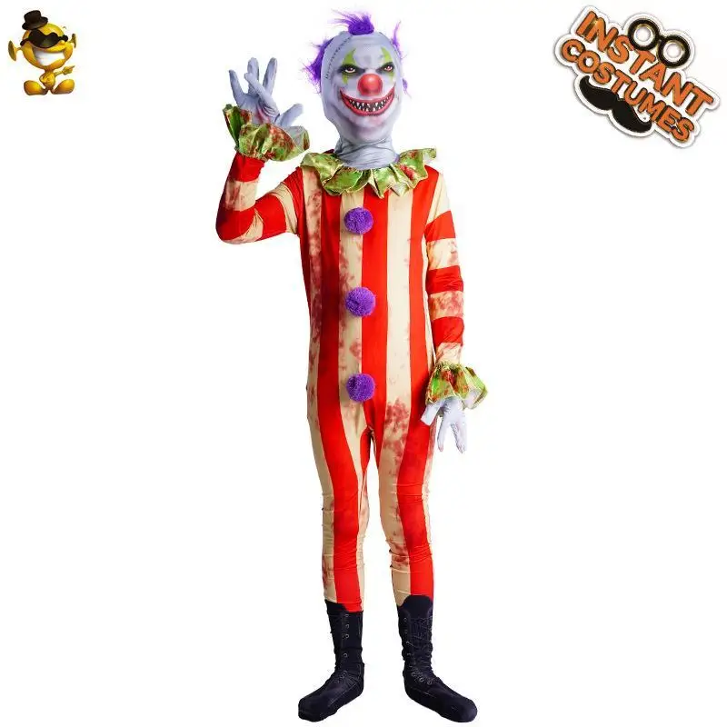 

Children's Horror Clown Onesie loween Masquerade Ball Cosplay Costume Performance Outfit PU Material KTV Dr