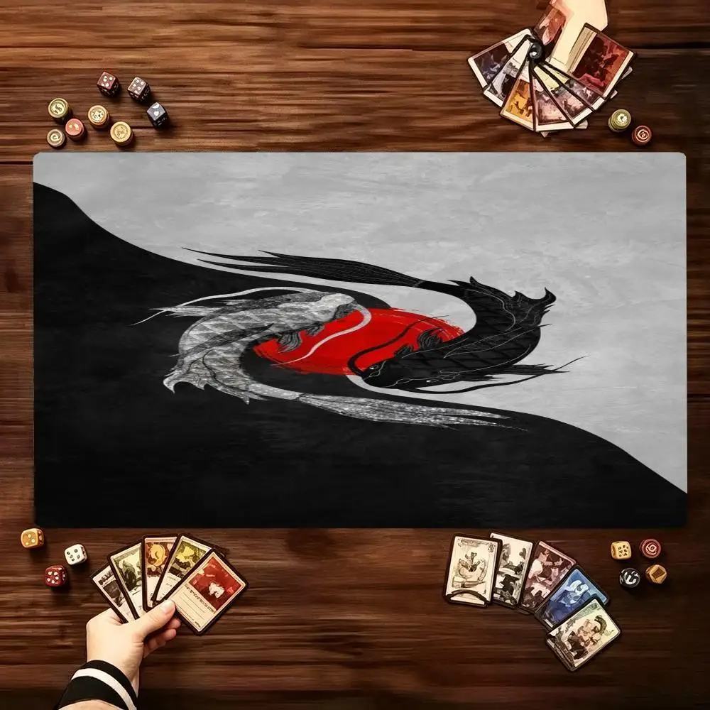 Ink Style Red Accent Dragon Anime Mouse Pads Playmat Ensures Stable Glide For Bedroom Learning Keyboard Daily Use
