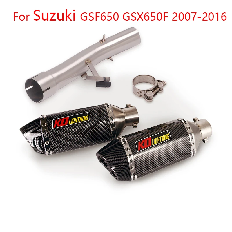 

For Suzuki GSF650 GSX650F 2007-2016 GSF1250 Slip On Motorcycle Exhaust System Mid Link Pipe 51mm Mufflers Tip Silencer DB Killer