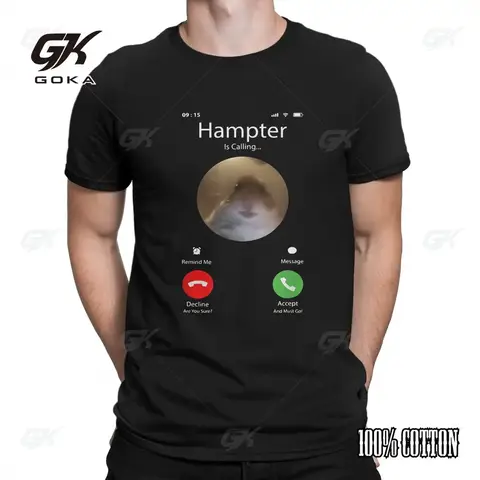 Dank Meme 햄스터 응시 전면 카메라 남성 의류 Hampter Calling 개성 그래픽 TShirt streetwear