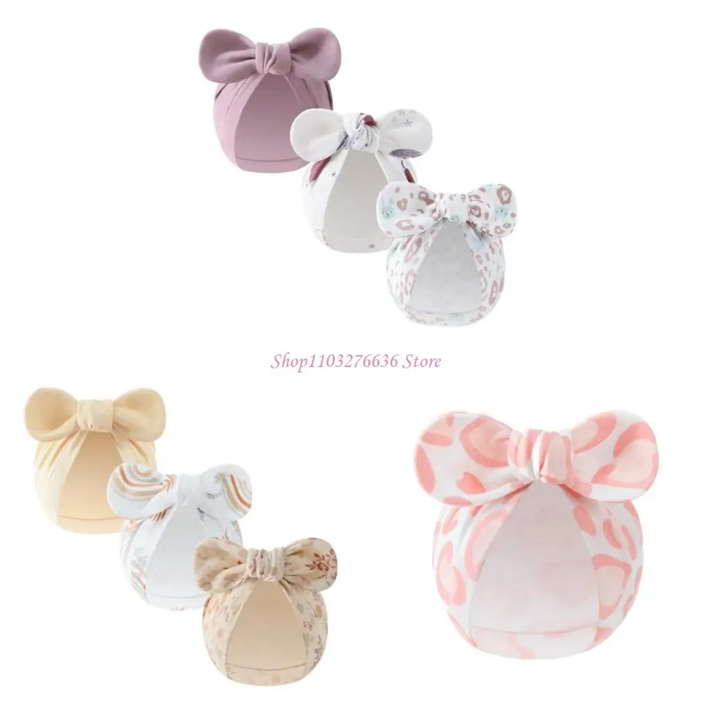 

R6FD 3PCS Breathable Baby Bonnet Cotton Soft and Comfortable Hospital Hat Lovely