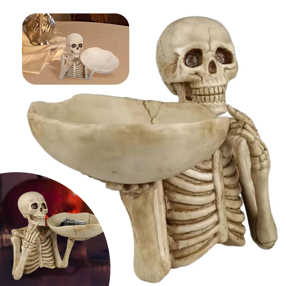 Dekorative Totenkopf-Schalen, Schlüssel- und Süßigkeitentabletts, Vintage-Totenkopf-Halloween-Partydekorationen und Aufbewahrungsdekorationen