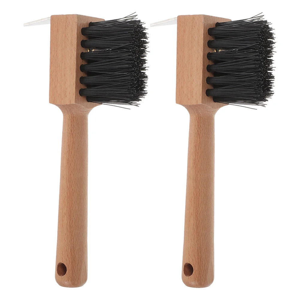 مجموعة فرش اختيار الحوافر مكونة من قطعتين، مقبض خشبي موثوق، إزالة فعالة للحطام، مثالية للعناية بالمعامل، والعناية بالمزرعة