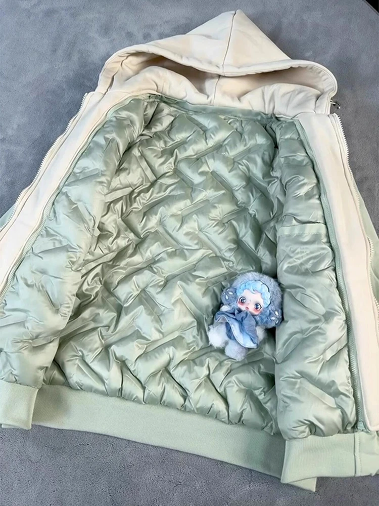 

Теплая зимняя бейсбольная куртка-жилет Thiened с капюшоном, дизайнерская, с цветными вставками, из хлопка