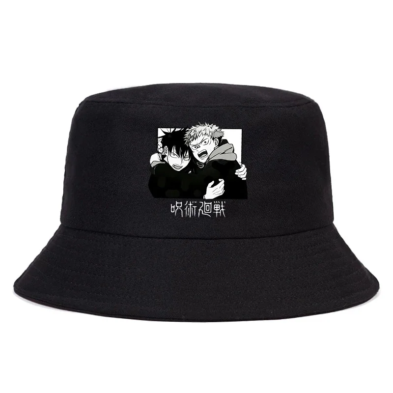 Anime Gojo Jujutsu Kaisen Hot Print Bucket Hat Graphic Fashion Fishing Bob Hats Cool Casual Harajuku Sunscreen Sun Fisherman Cap