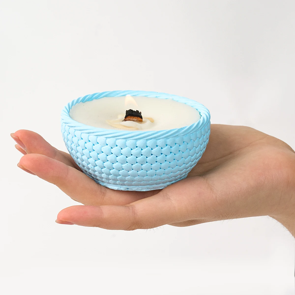 Creativity Woven Basket Candle Holder Mold Concrete Succulent Potted Silicone Molds DIY Resin Storage Bowl Home Deco Craft Mould