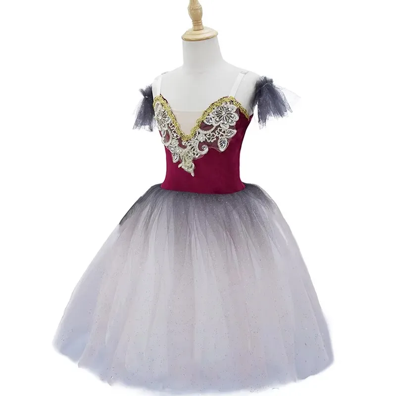 Abbigliamento da ballo per bambini Tutù di fiori con paillettes Abito da balletto per ragazza Abito da tutu di danza moderna Abito da principessa per balletto per ragazze