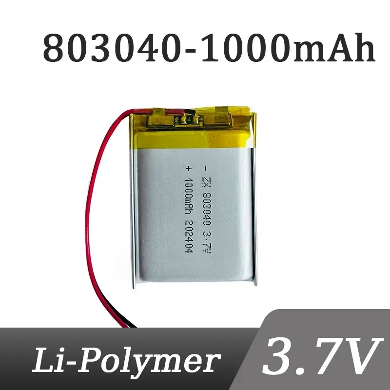 803040 3.7V 1000mAh Lipo Battery Replacement Lithium Li-Po Polymer Rechargeable Battery For Bluetooth Speaker PDA