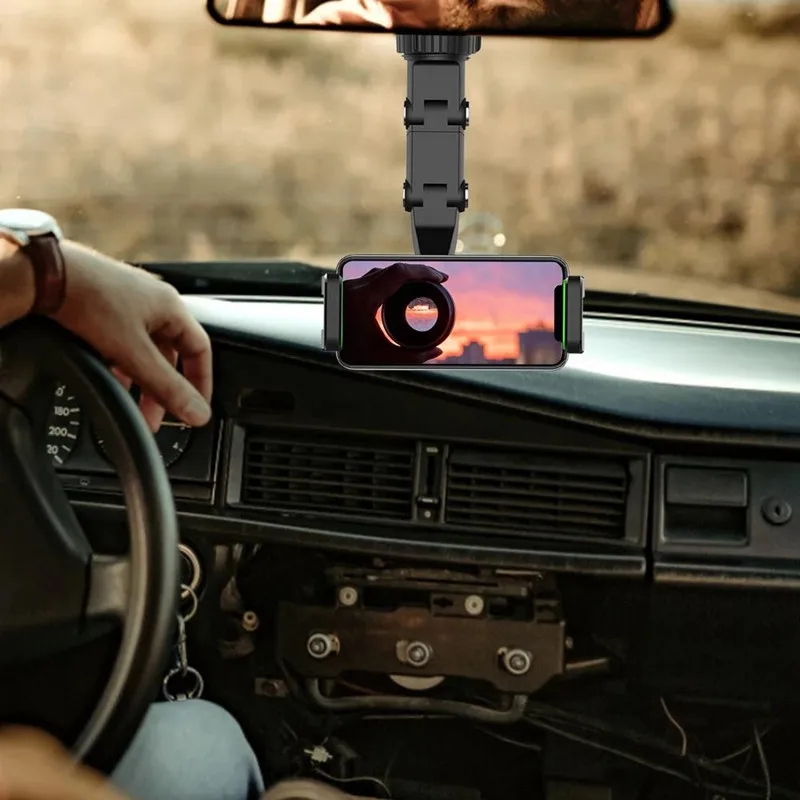 OLAF 360 Degree Rotatable Car Phone Holder Rearview Mirror Hanging Moblie Phone Support in Car Multifunctional GPS Stand