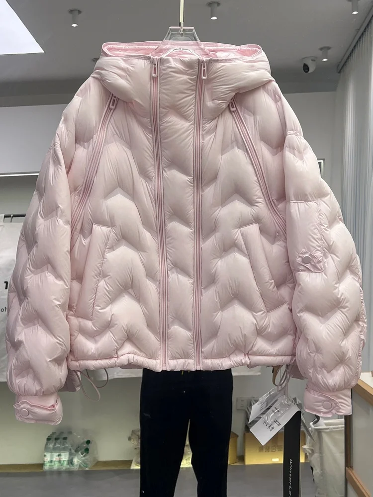 Lightweight Puffer Jaet Women's ort Sle 2025 Autumn Winter New 90% White Du down Hooded Warm Bread Coat Zipper