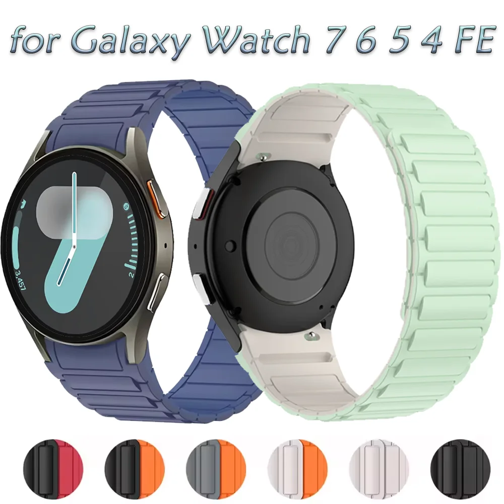 No Gap Silikonarmband für Samsung Galaxy Watch 7 6 5 4 FE 40/44 mm 5 Pro Magnetband für Galaxy Watch 6 4 Classic 47 mm46 mm Gürtel