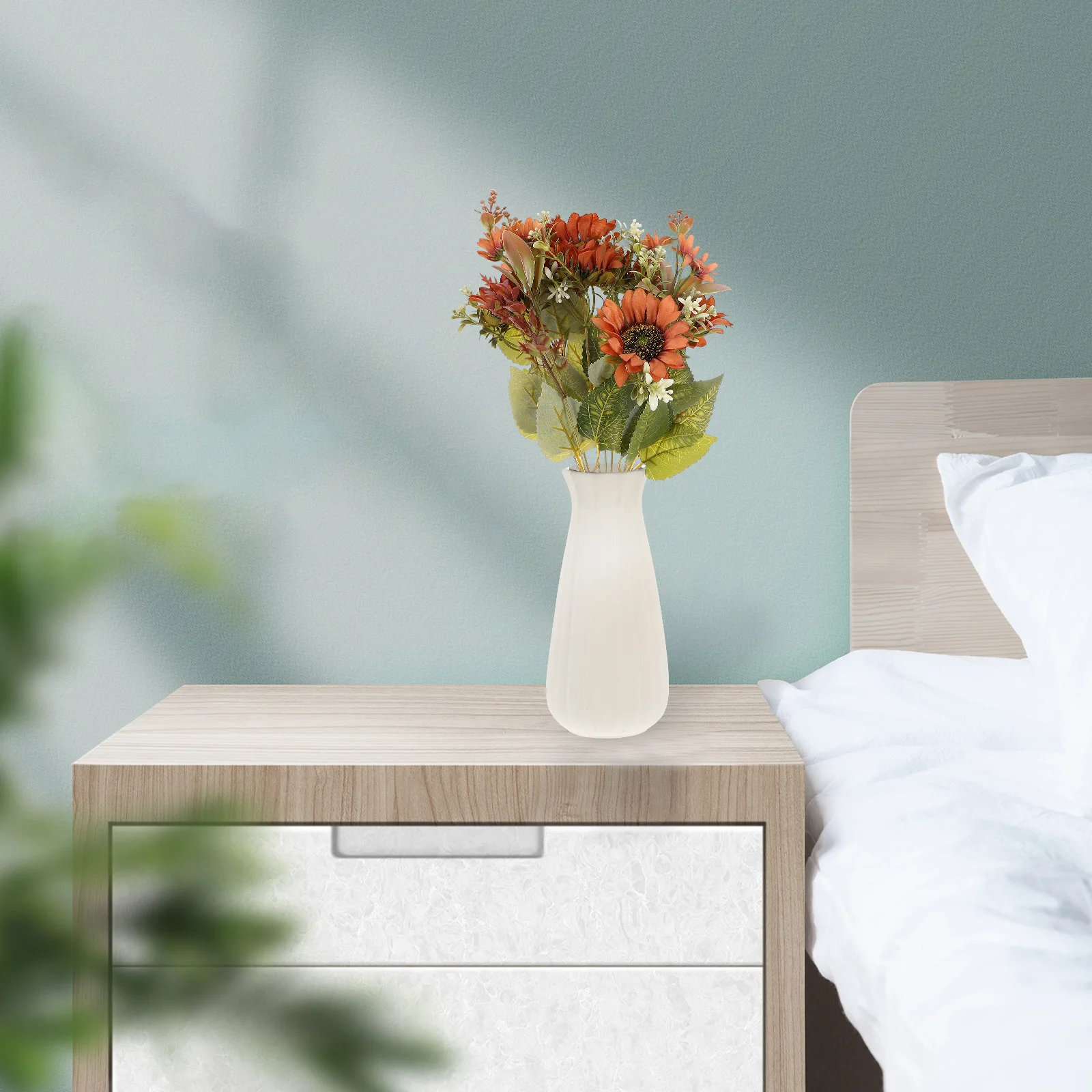 

Artificial Flower Bouquet Realistic Deep Brown Living Room Decor Faux Floral Arrangement Home Office Shop nament Lifelike