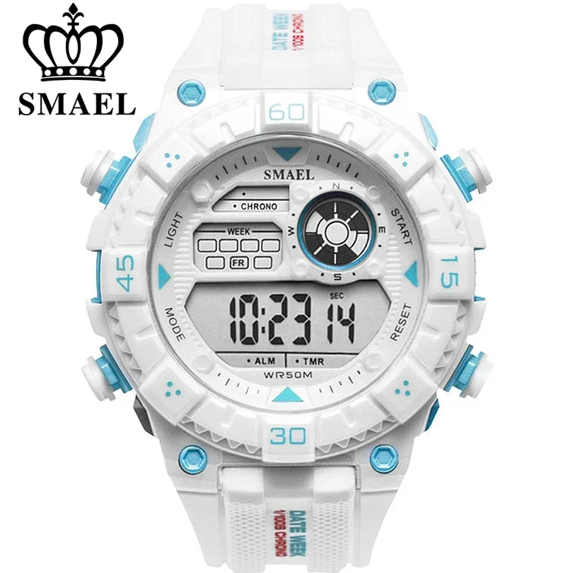 

SMAEL White Watch Sport Watches for Men Waterproof Multifunction Wristwatches Mens Army Military Digital Outdoor Sports Watch