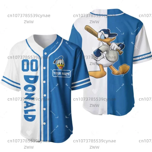 2023 Disney Donald Duck Baseball Jersey Love Playing Baseball Donald Duck Custom Name Men's and Women's Kids Baseball Shirt