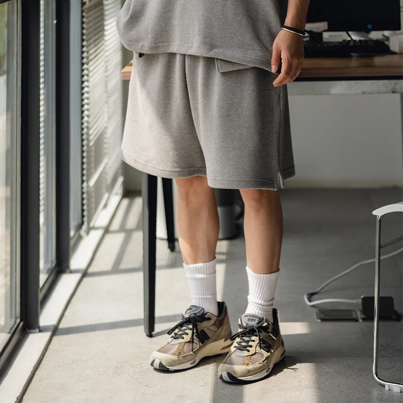 

Loose Fit Casual Knitted orts Hidden Zipper Japanese Sle Leisure Pants Straight Leg mid Waist Cotton Youth Summer orts