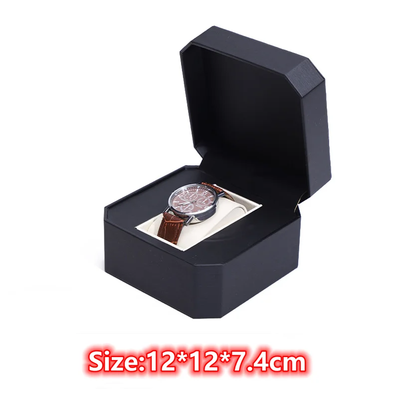 Octagonal Single Watch Gift Box with Pillow Men Women Flip Up PU Leather Wristwatch Display Case Organizer Jewelry Storage Box