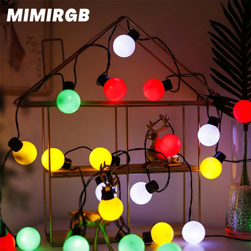 Outdoor Camping String Lights, lâmpadas de globo coloridas para tenda, dossel, casamento LED Light, Fairy Garland, Smart App, decoração