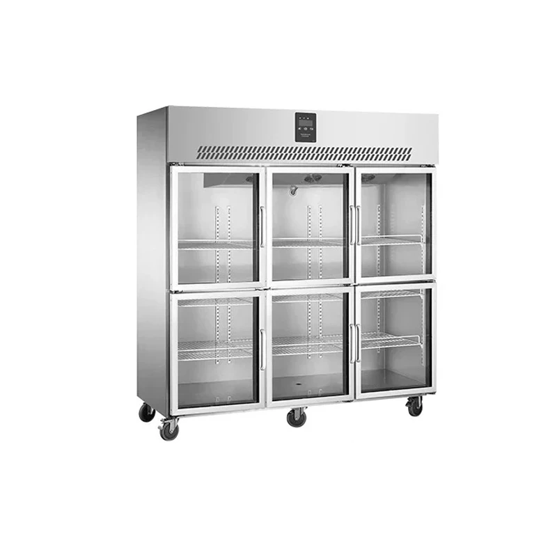 Commercial double-door refrigeration and fresh-keeping staff six-door display cabinet vegetable string all-steel copper pipe