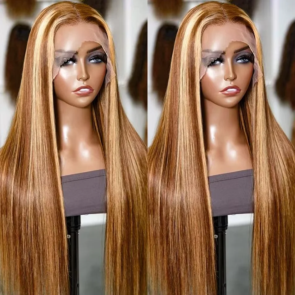 4/27 Ombre Bone Straight 13x4 HD Transparent Lace Front Wig 30 32Inch Highlight 13x6 Human Hair Lace Frotnal Wig 250%