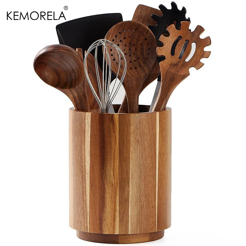 

360°Rotatable Kitchenware Storage Rack Wooden Chopsticks Storage Holders Cutlery Knife And Fork Storage Box Kitchen Accessories