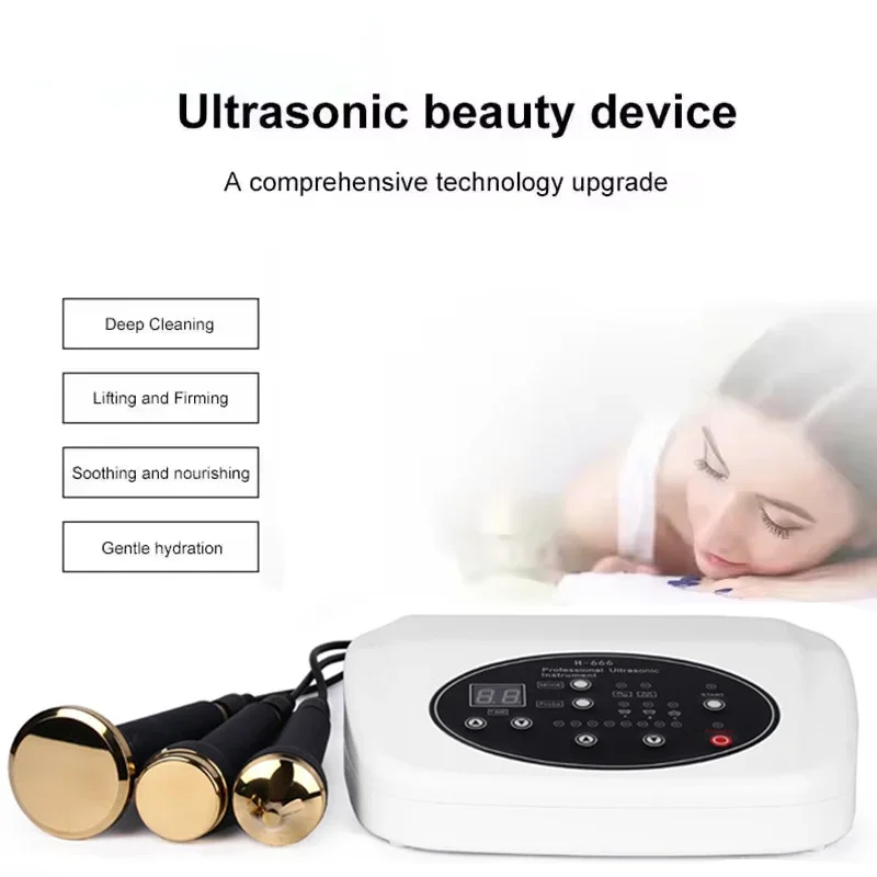 Máquina de belleza por ultrasonido, estiramiento Facial ultrasónico, masaje de ojos, dispositivo de belleza 3 en 1, cuidado de la piel, limpieza de poros, masajeador de SPA Facial