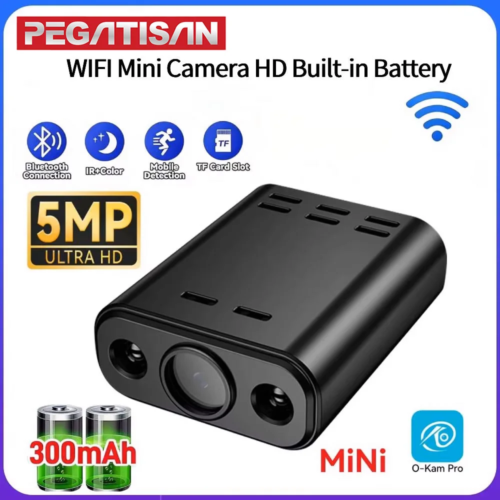 5MP HD WIFI Mini Camera Built-in Battery Human Tracking IP Remote Monitoring Camcorders IR Night Vision Body Protable Camera