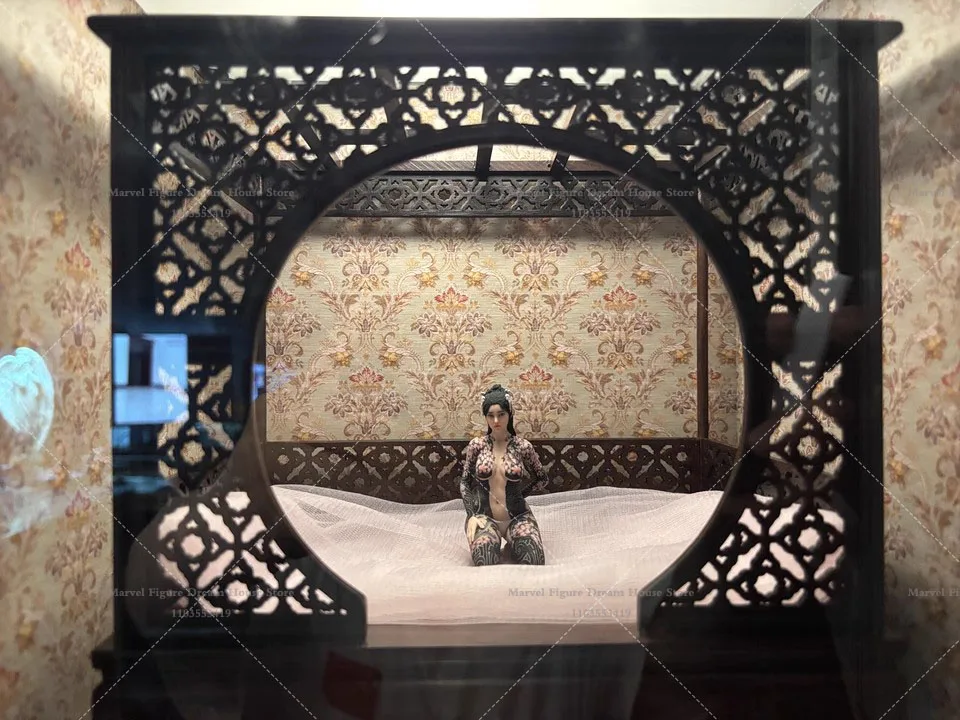 

1/16 1/18 1/12 GK Painting Samurai Girl Sitting Posture Miniature Figure Doll Resin Sculpture Tattoo Beauties Car Scene Prop